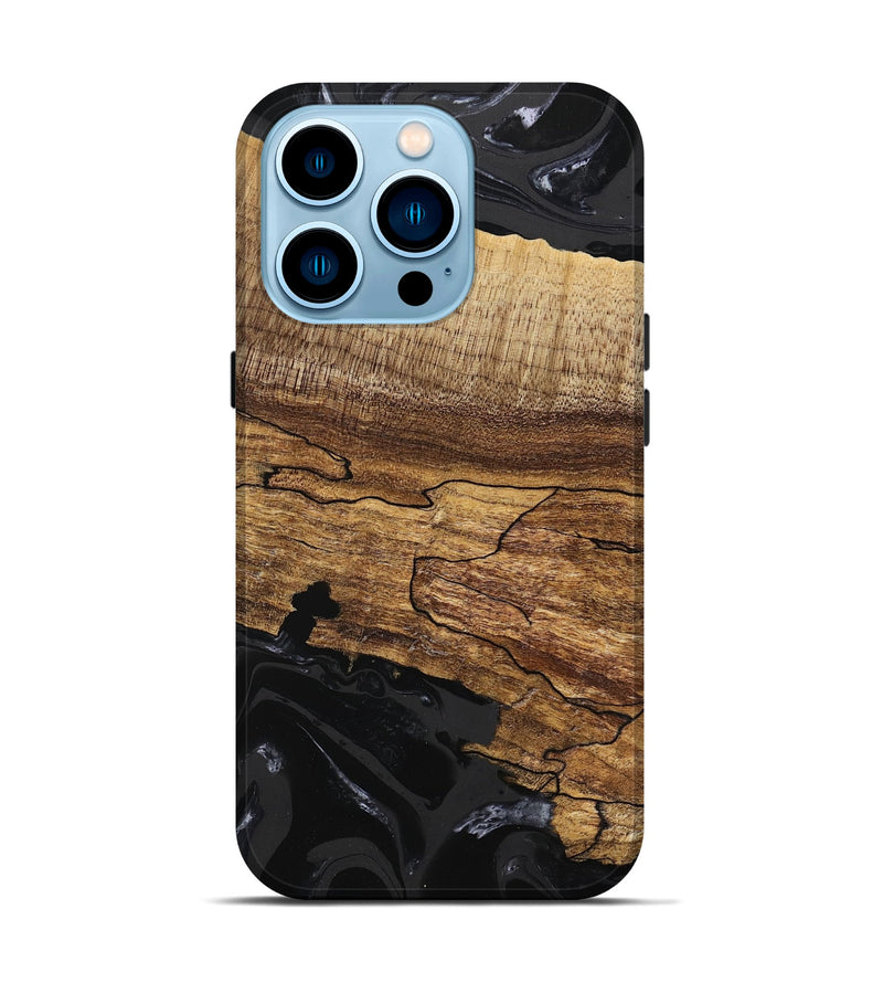 iPhone 14 Pro Wood Live Edge Phone Case - Tiara (Black & White, 746030)