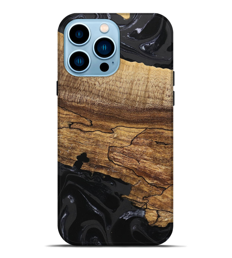 iPhone 14 Pro Max Wood Live Edge Phone Case - Tiara (Black & White, 746030)