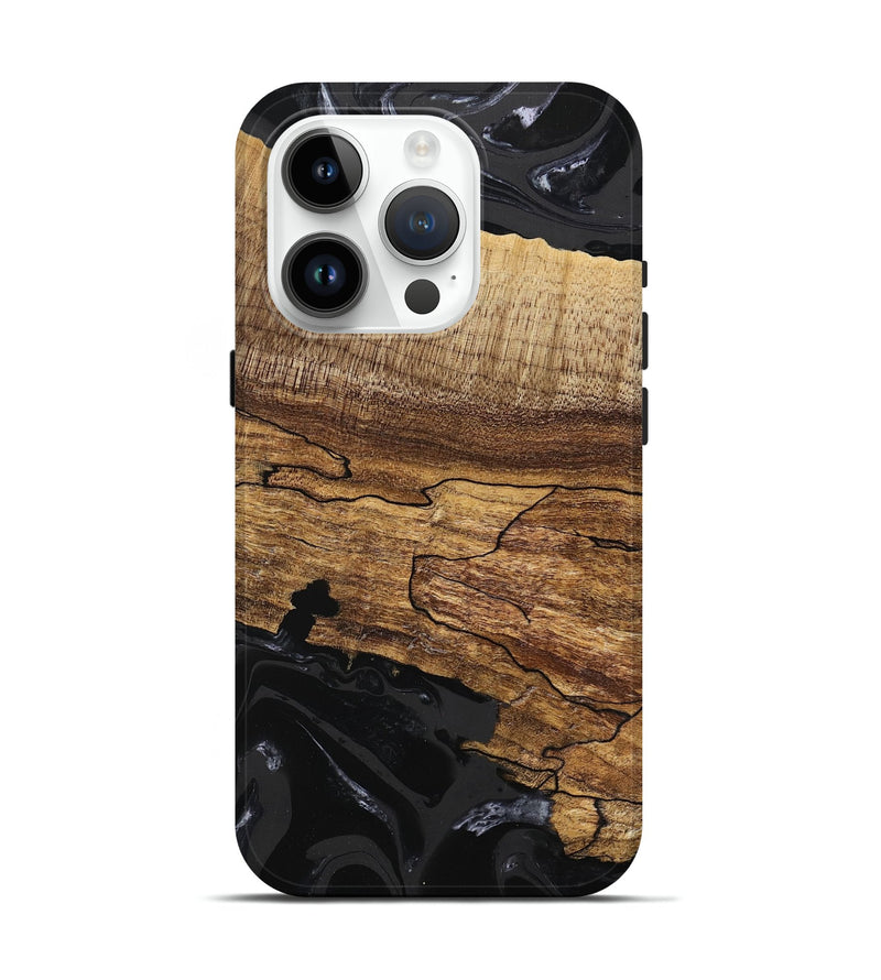 iPhone 15 Pro Wood Live Edge Phone Case - Tiara (Black & White, 746030)