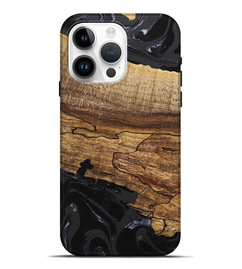 iPhone 15 Pro Max Wood Live Edge Phone Case - Tiara (Black & White, 746030)