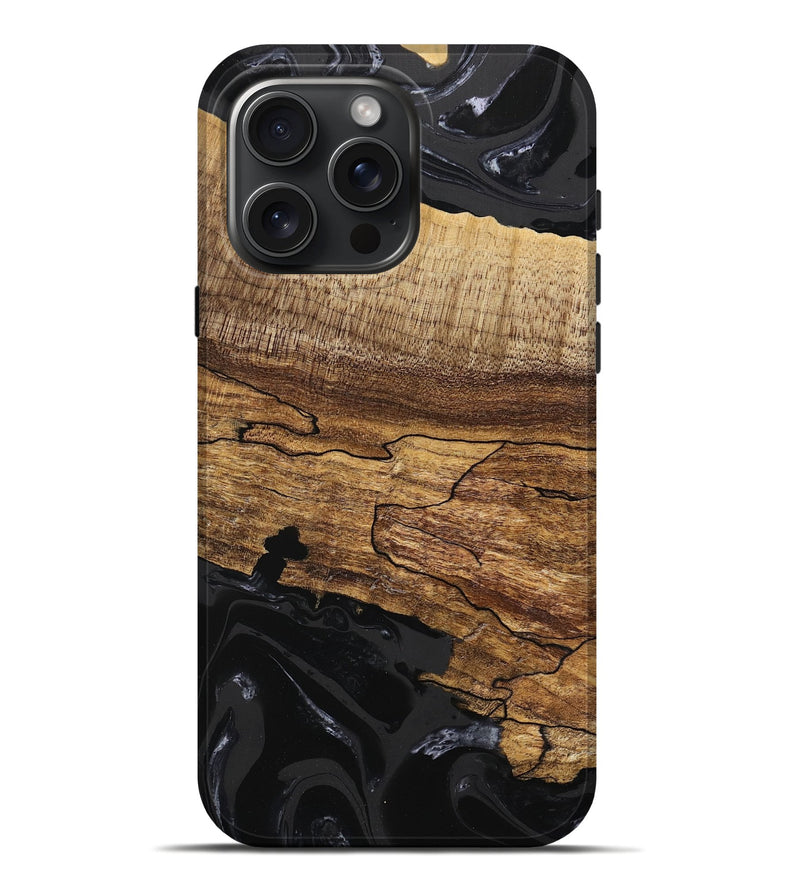 iPhone 16 Pro Max Wood Live Edge Phone Case - Tiara (Black & White, 746030)