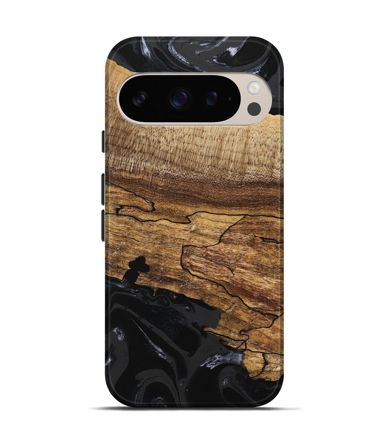 Pixel 9 Pro Wood Live Edge Phone Case - Tiara (Black & White, 746030)