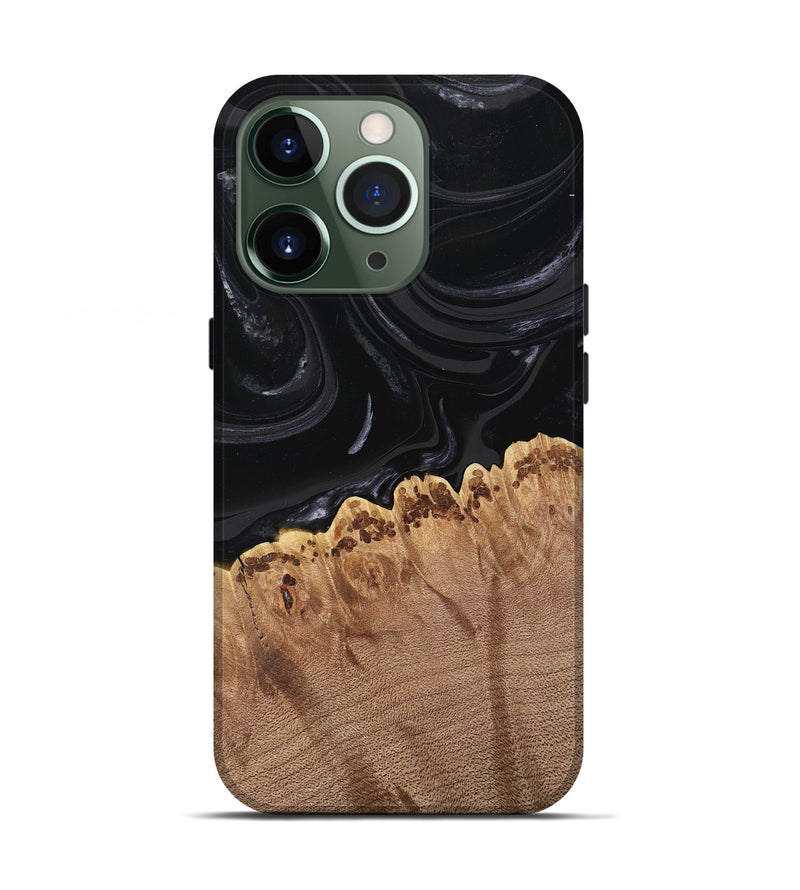 iPhone 13 Pro Wood Live Edge Phone Case - Leona (Black & White, 746031)