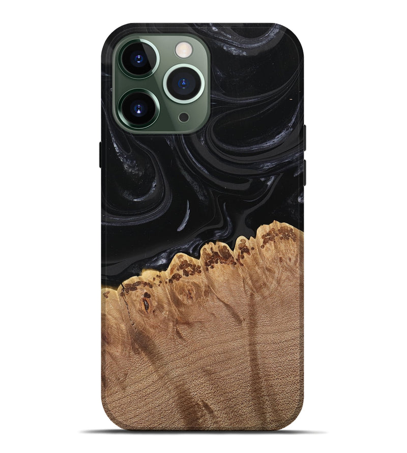 iPhone 13 Pro Max Wood Live Edge Phone Case - Leona (Black & White, 746031)