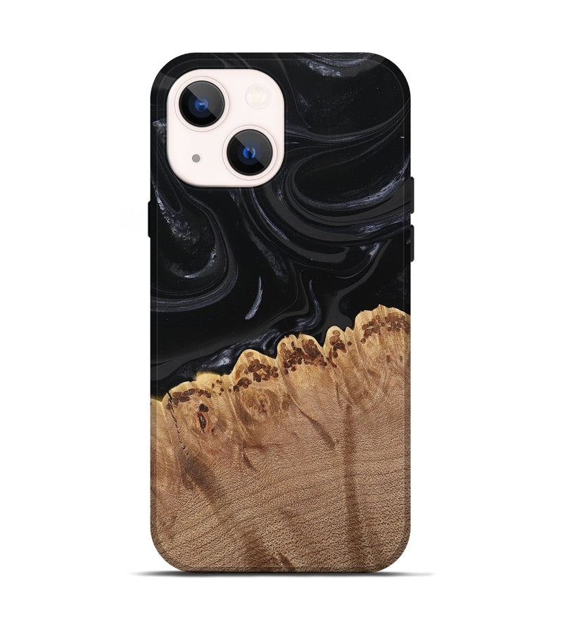 iPhone 14 Wood Live Edge Phone Case - Leona (Black & White, 746031)