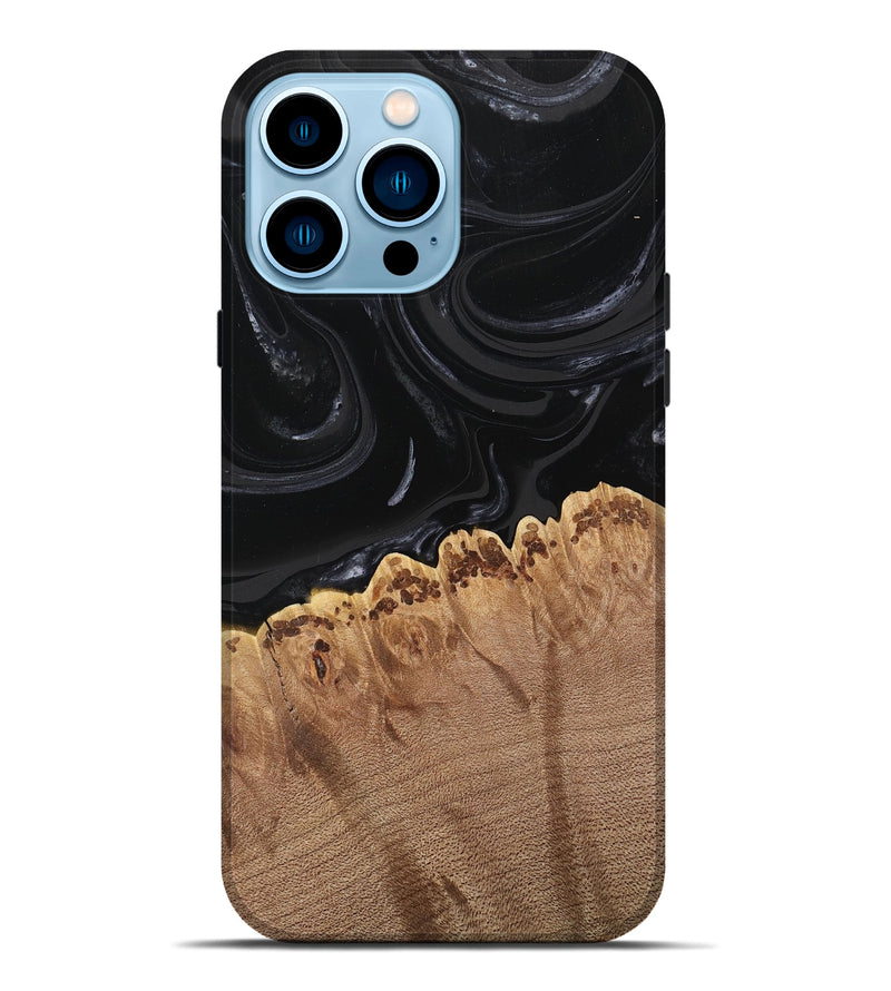 iPhone 14 Pro Max Wood Live Edge Phone Case - Leona (Black & White, 746031)