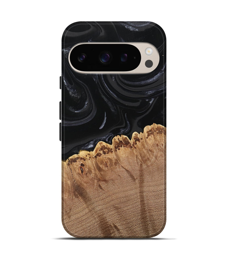 Pixel 9 Pro Wood Live Edge Phone Case - Leona (Black & White, 746031)