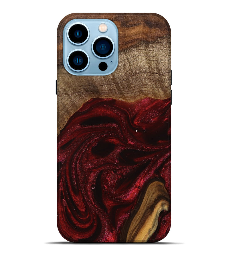 iPhone 14 Pro Max Wood Live Edge Phone Case - Goldie (Red, 746032)