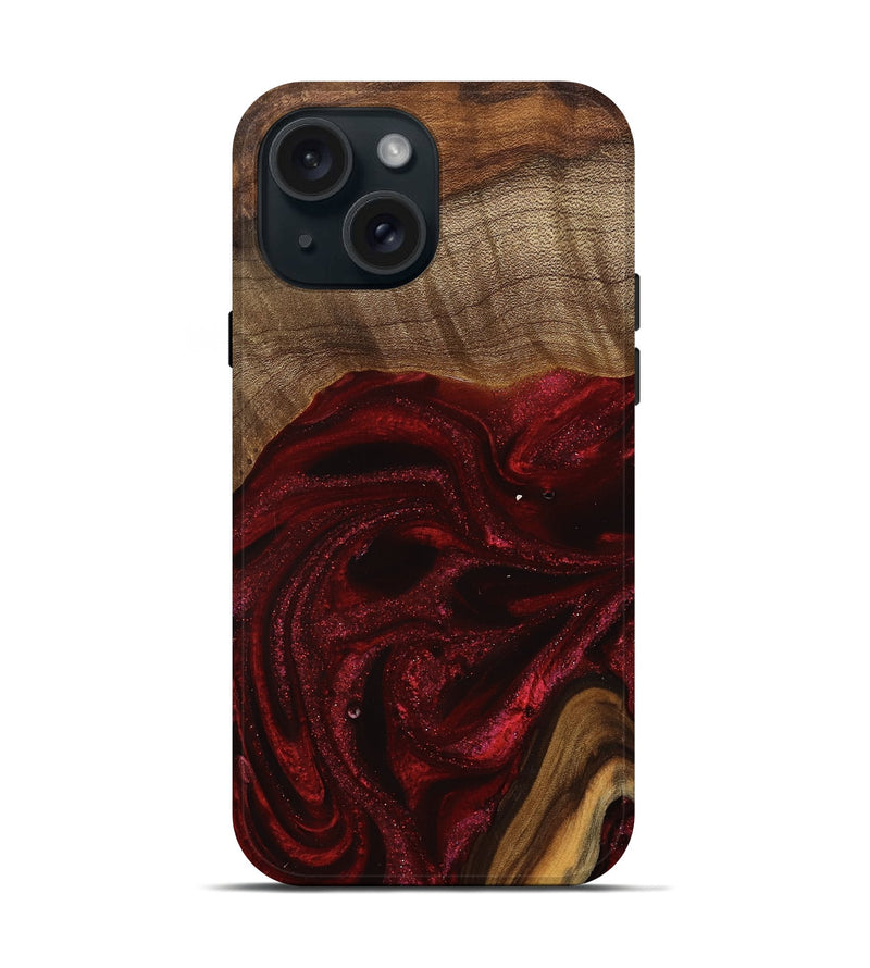 iPhone 15 Wood Live Edge Phone Case - Goldie (Red, 746032)