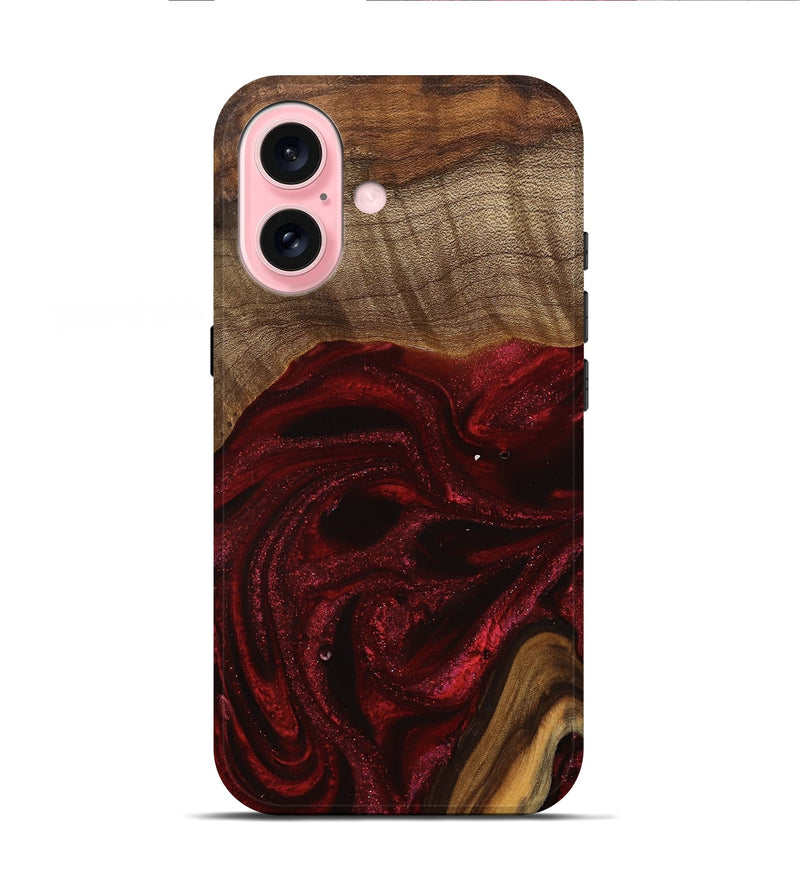 iPhone 16 Wood Live Edge Phone Case - Goldie (Red, 746032)