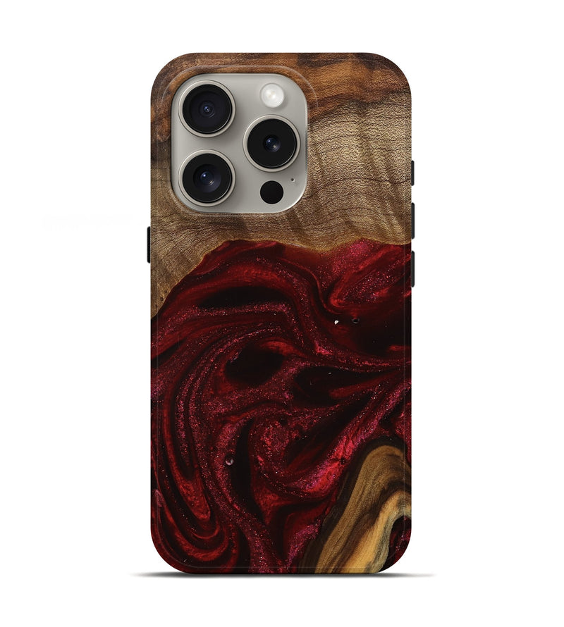 iPhone 16 Pro Wood Live Edge Phone Case - Goldie (Red, 746032)