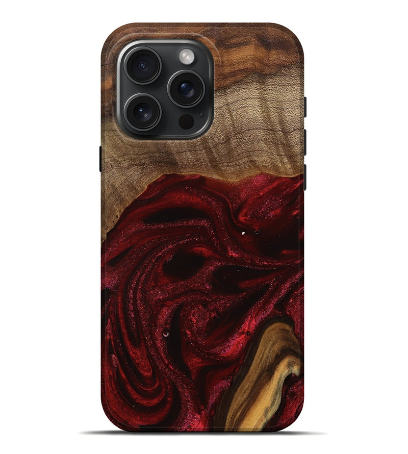 iPhone 16 Pro Max Wood Live Edge Phone Case - Goldie (Red, 746032)