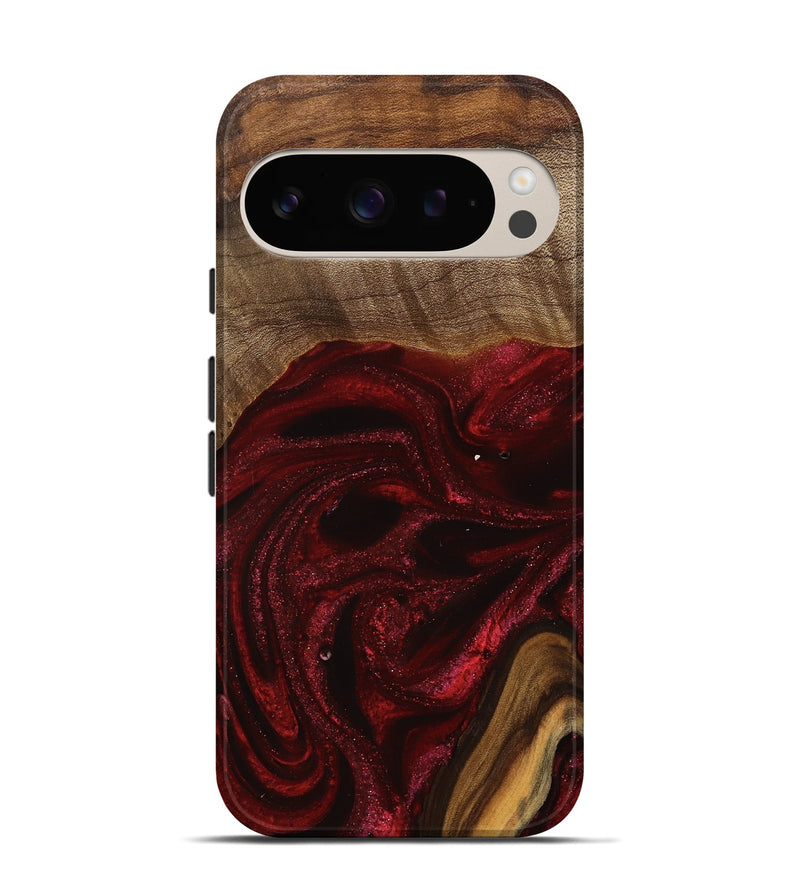 Pixel 9 Pro Wood Live Edge Phone Case - Goldie (Red, 746032)