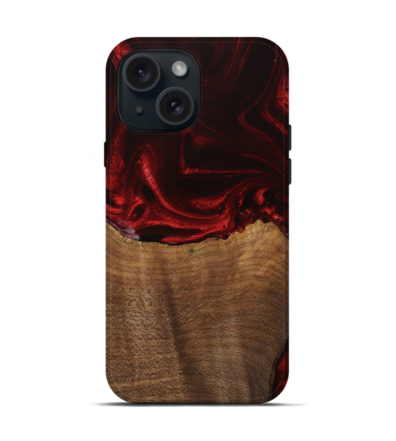 iPhone 15 Wood Live Edge Phone Case - Bart (Red, 746033)