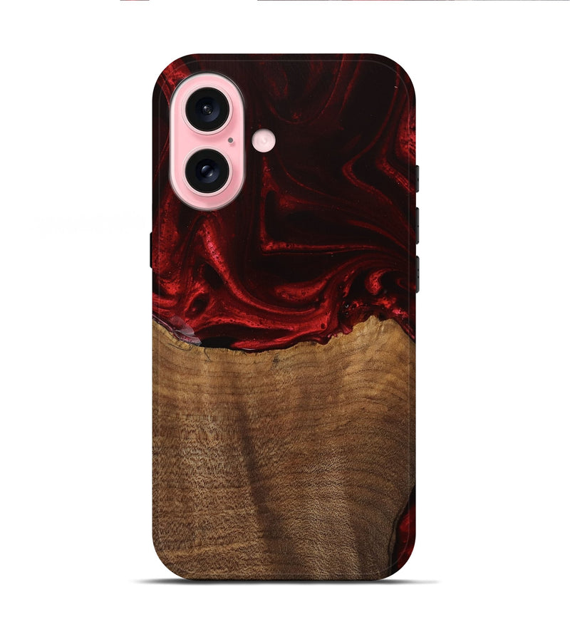 iPhone 16 Wood Live Edge Phone Case - Bart (Red, 746033)