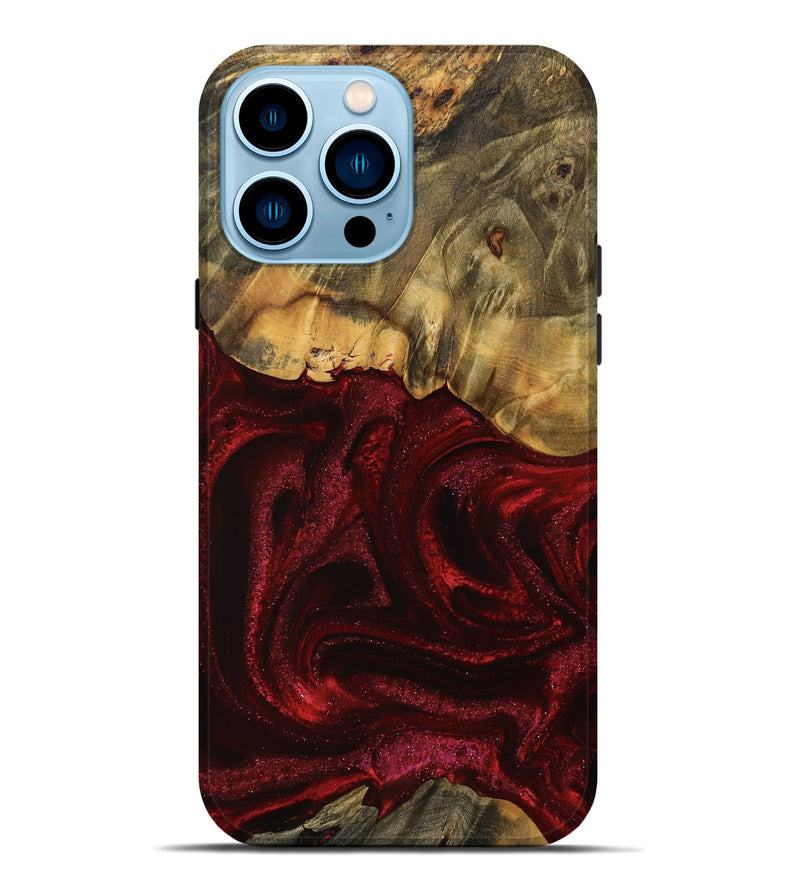 iPhone 14 Pro Max Wood Live Edge Phone Case - Ethelyn (Red, 746034)