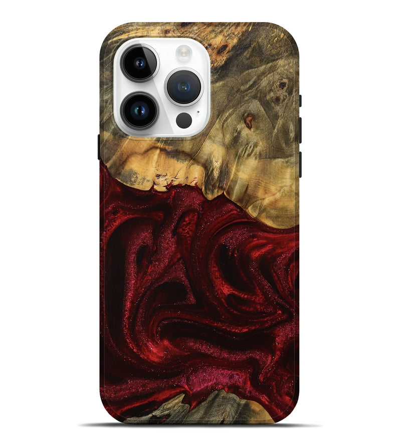 iPhone 15 Pro Max Wood Live Edge Phone Case - Ethelyn (Red, 746034)