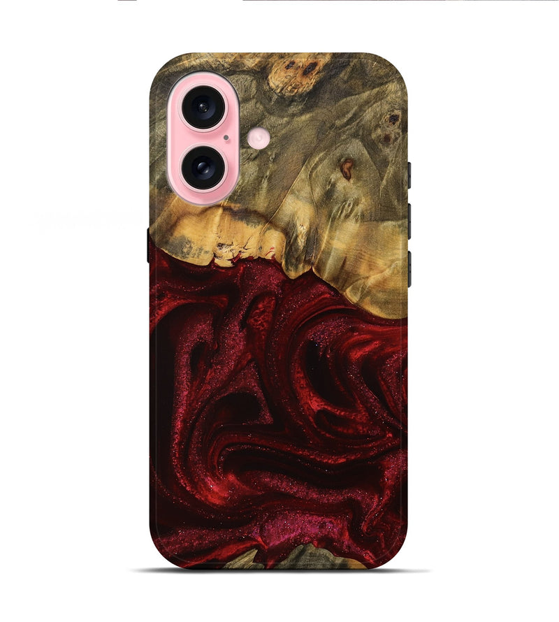 iPhone 16 Wood Live Edge Phone Case - Ethelyn (Red, 746034)