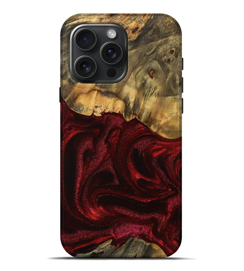 iPhone 16 Pro Max Wood Live Edge Phone Case - Ethelyn (Red, 746034)