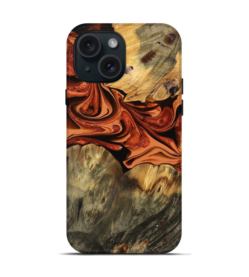 iPhone 15 Wood Live Edge Phone Case - Blake (Red, 746035)