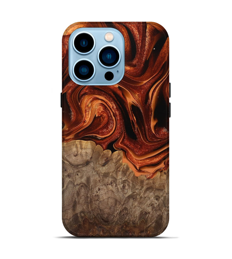 iPhone 14 Pro Wood Live Edge Phone Case - Carey (Red, 746036)