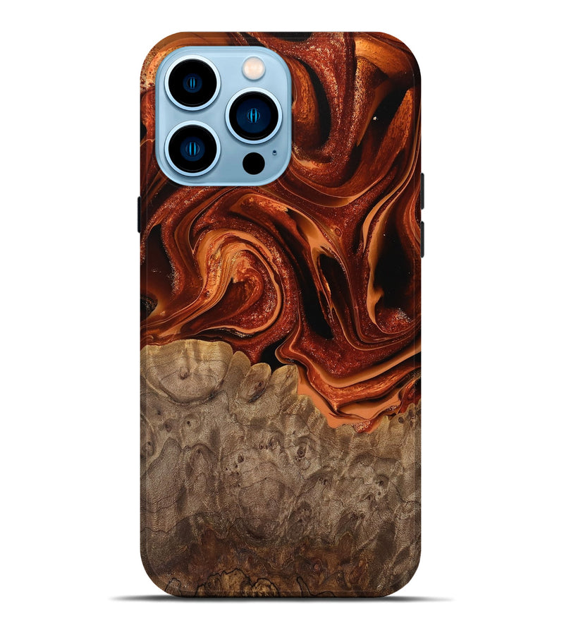 iPhone 14 Pro Max Wood Live Edge Phone Case - Carey (Red, 746036)