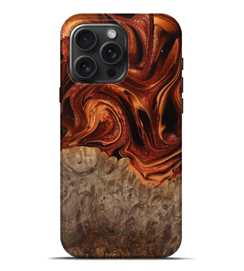 iPhone 16 Pro Max Wood Live Edge Phone Case - Carey (Red, 746036)