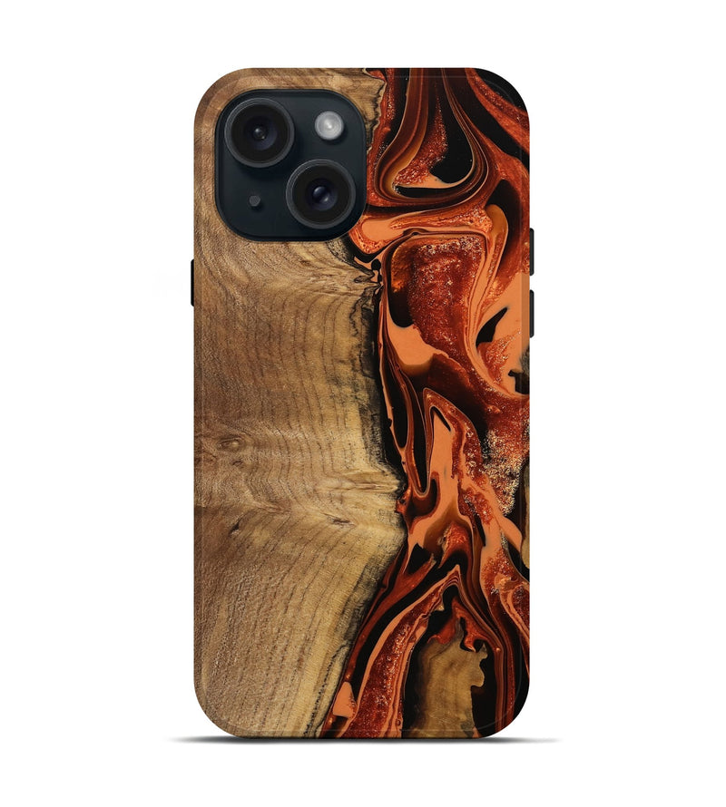 iPhone 15 Wood Live Edge Phone Case - Delmar (Red, 746037)