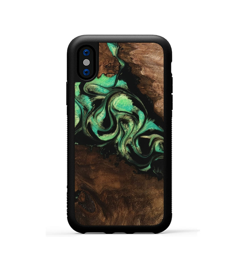 iPhone Xs Wood Phone Case - Artie (Green, 746042)