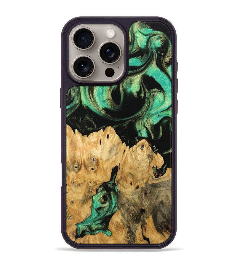 iPhone 16 Pro Max Wood Phone Case - Deion (Green, 746046)