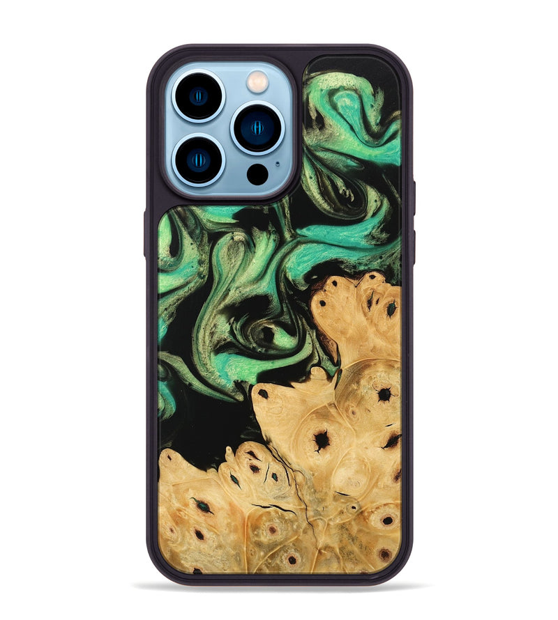 iPhone 14 Pro Max Wood Phone Case - Khai (Green, 746047)