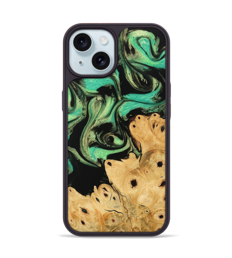 iPhone 15 Wood Phone Case - Khai (Green, 746047)