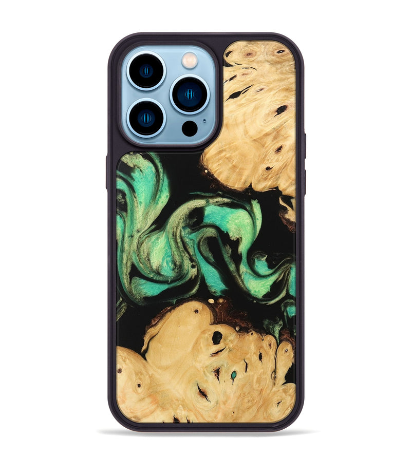 iPhone 14 Pro Max Wood Phone Case - Omer (Green, 746056)