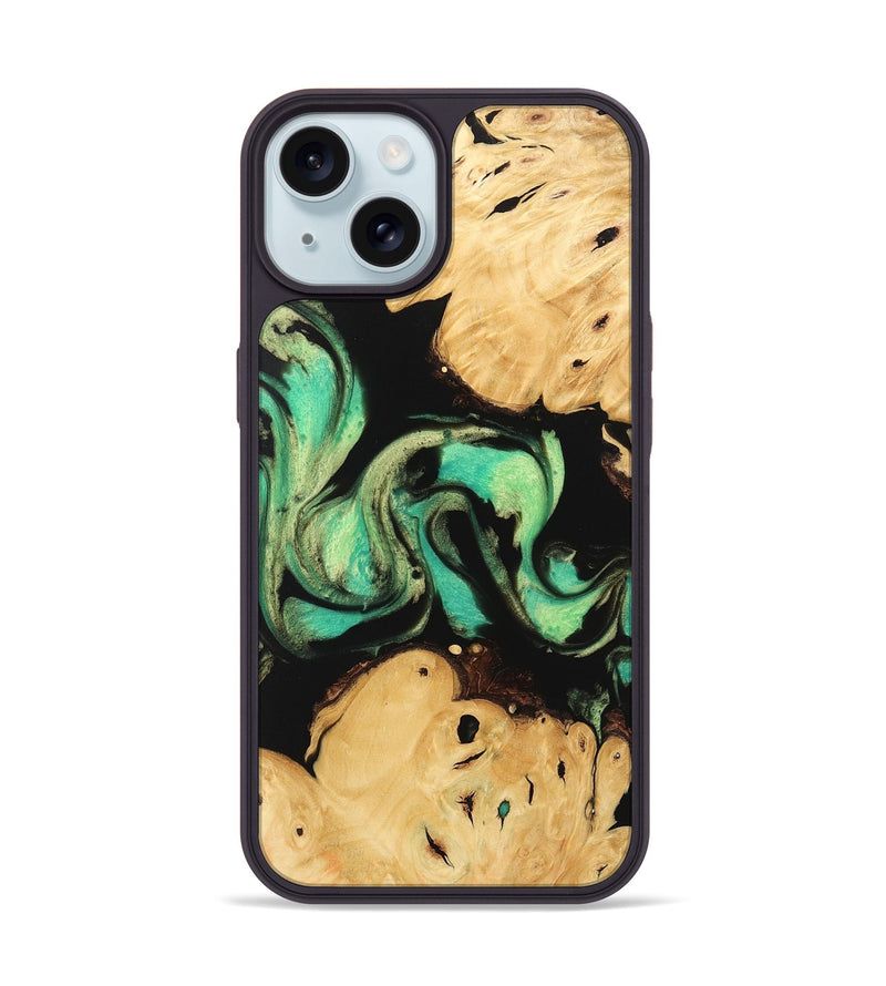 iPhone 15 Wood Phone Case - Omer (Green, 746056)