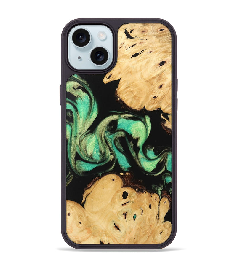 iPhone 15 Plus Wood Phone Case - Omer (Green, 746056)