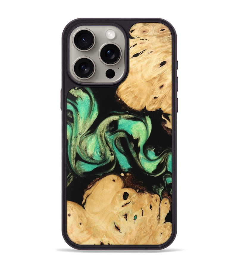 iPhone 15 Pro Max Wood Phone Case - Omer (Green, 746056)