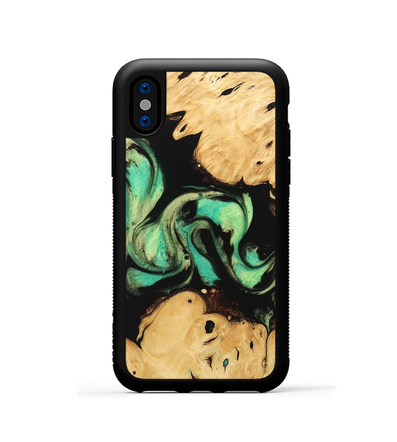 iPhone Xs Wood Phone Case - Omer (Green, 746056)