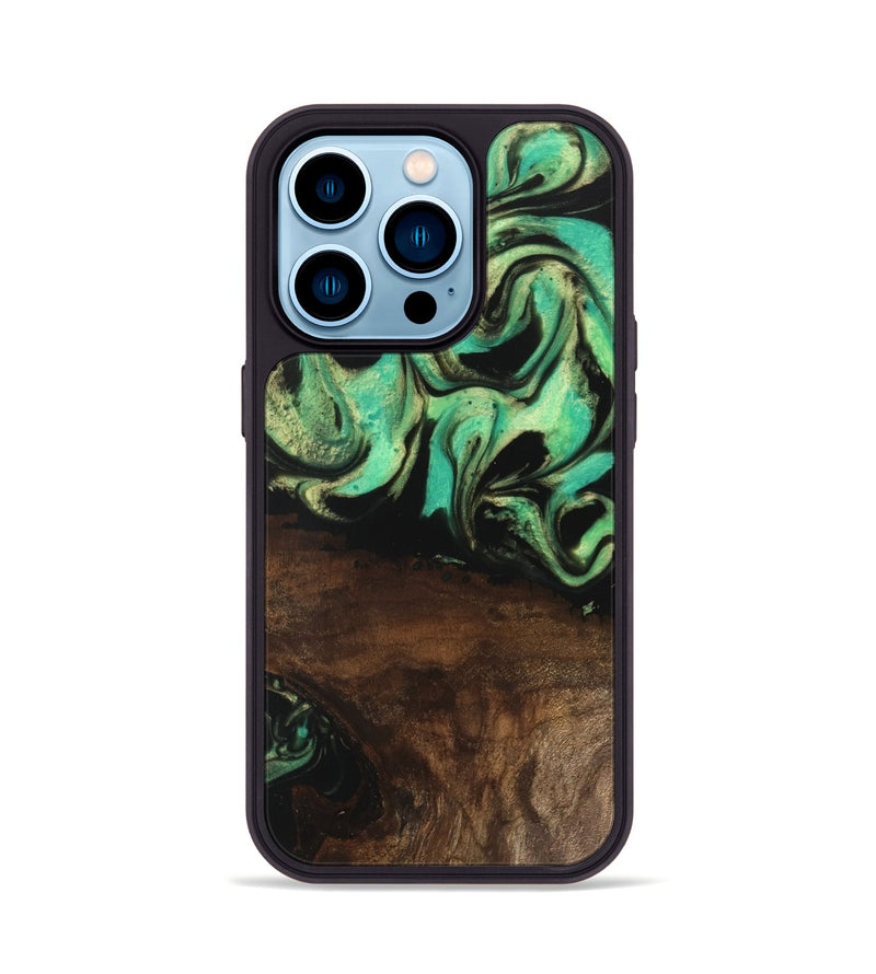 iPhone 14 Pro Wood Phone Case - Haleigh (Green, 746062)