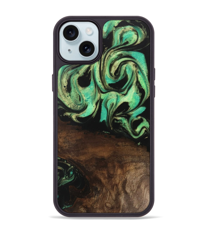 iPhone 15 Plus Wood Phone Case - Haleigh (Green, 746062)