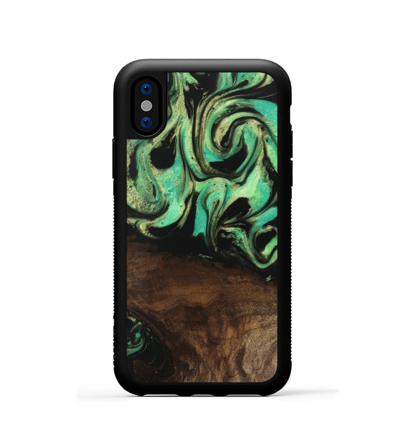 iPhone Xs Wood Phone Case - Haleigh (Green, 746062)