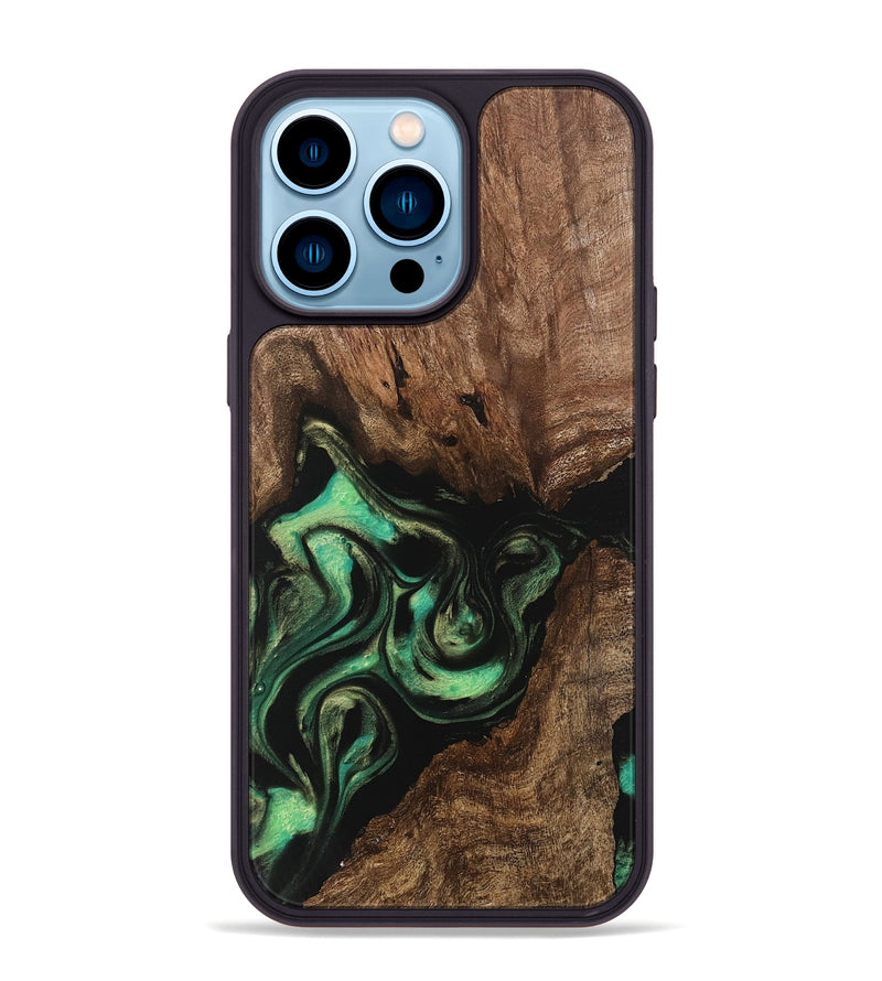 iPhone 14 Pro Max Wood Phone Case - Danette (Green, 746066)