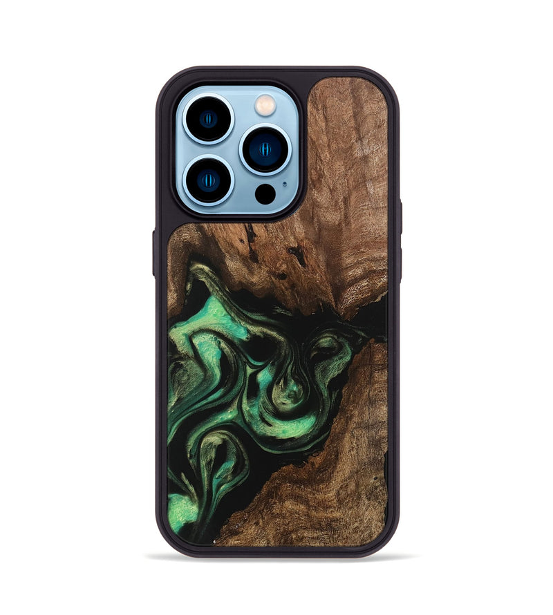 iPhone 14 Pro Wood Phone Case - Danette (Green, 746066)