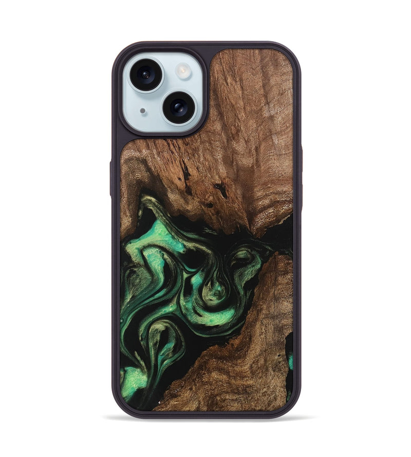 iPhone 15 Wood Phone Case - Danette (Green, 746066)