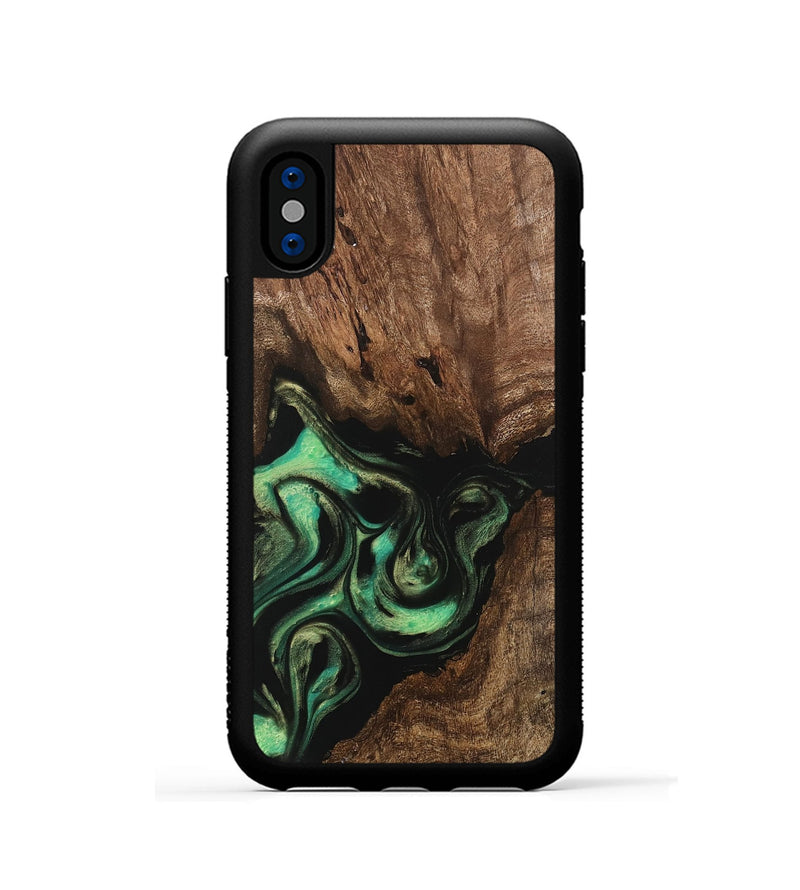 iPhone Xs Wood Phone Case - Danette (Green, 746066)