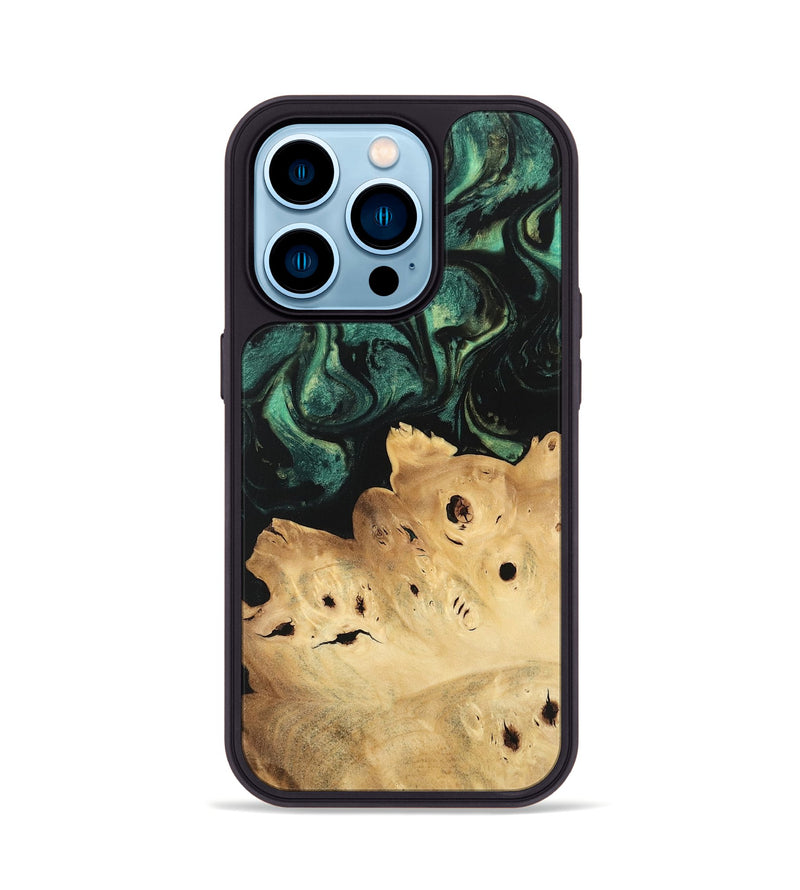 iPhone 14 Pro Wood Phone Case - Zack (Green, 746068)