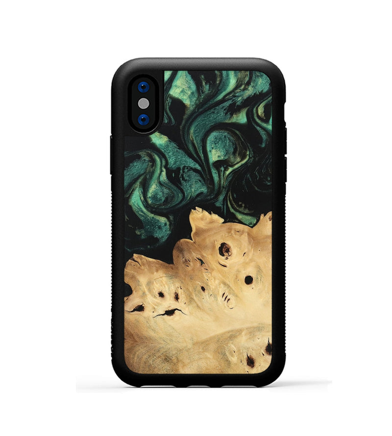 iPhone Xs Wood Phone Case - Zack (Green, 746068)