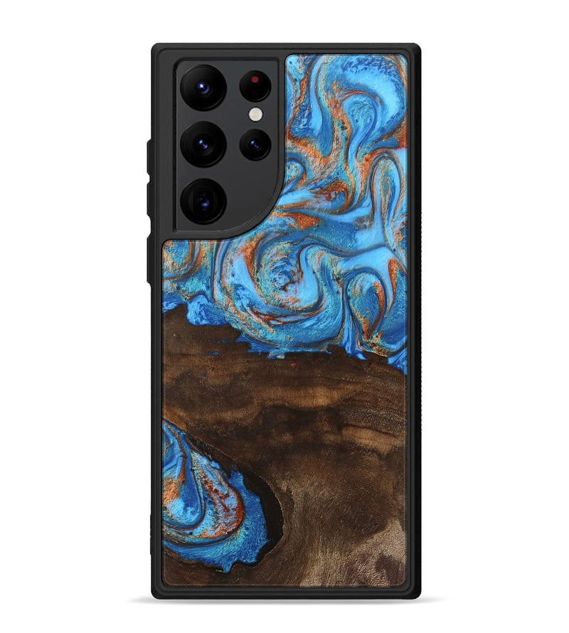 Galaxy S22 Ultra Wood Phone Case - Emersyn (Teal & Gold, 746069)