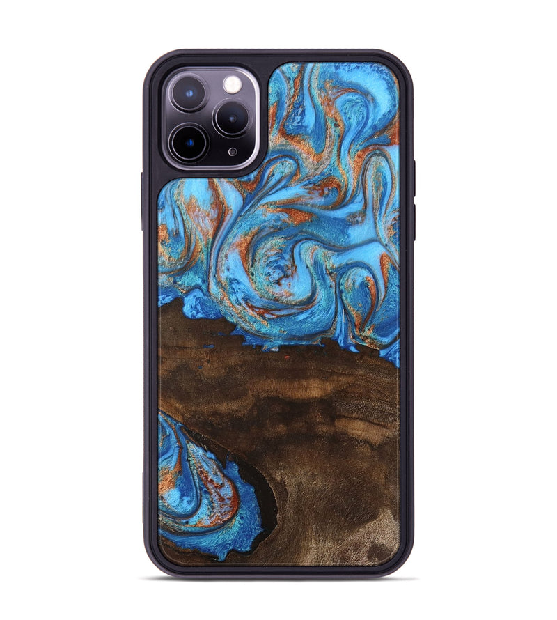 iPhone 11 Pro Max Wood Phone Case - Emersyn (Teal & Gold, 746069)