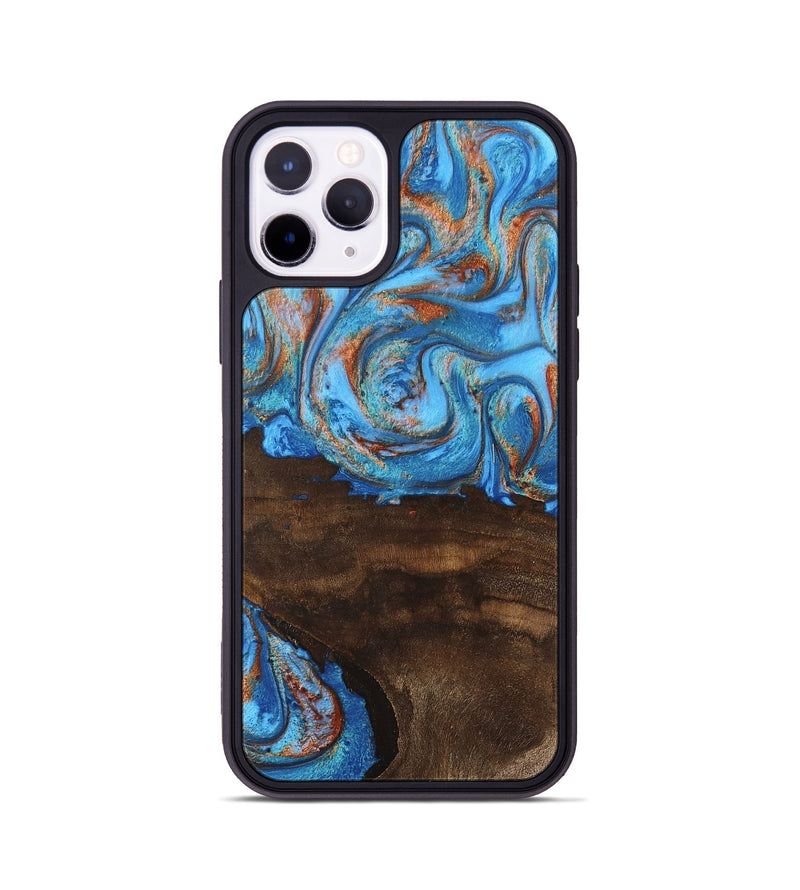 iPhone 11 Pro Wood Phone Case - Emersyn (Teal & Gold, 746069)