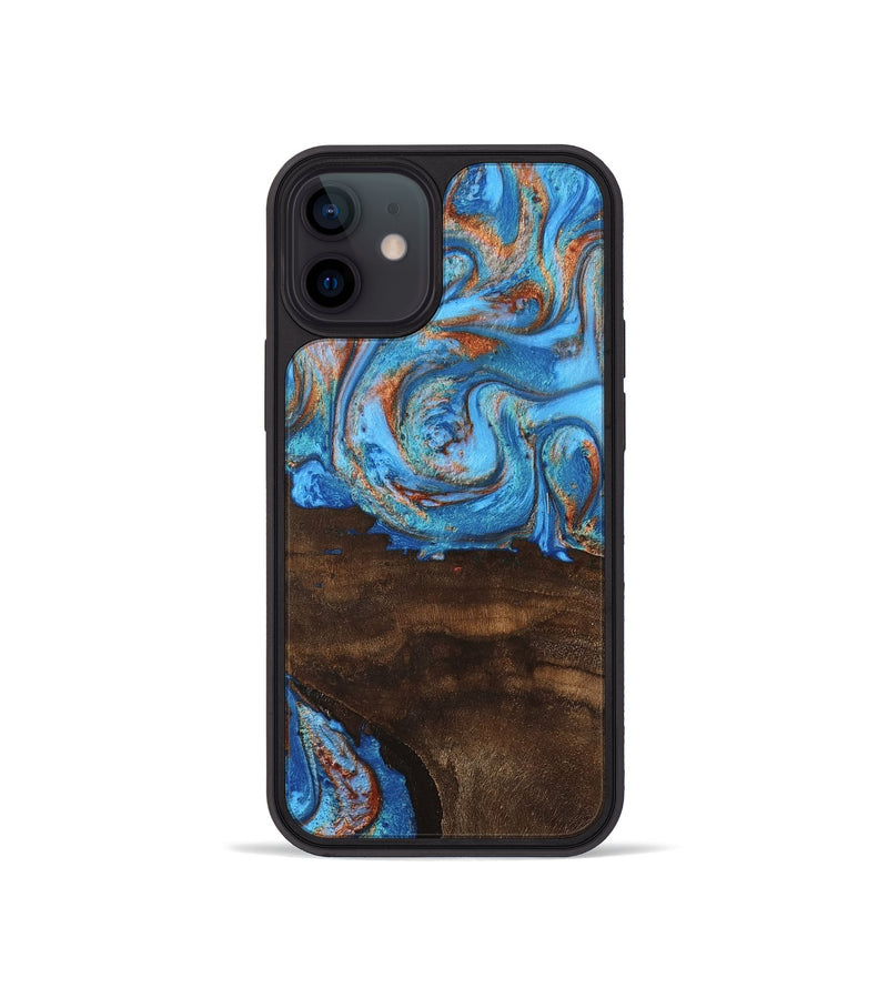 iPhone 12 mini Wood Phone Case - Emersyn (Teal & Gold, 746069)